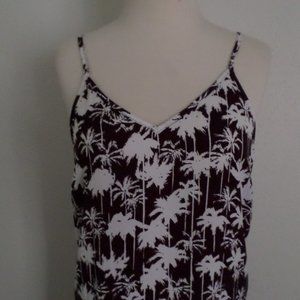 Trouve Slip Dress Black Graphic Palm Print Size XS